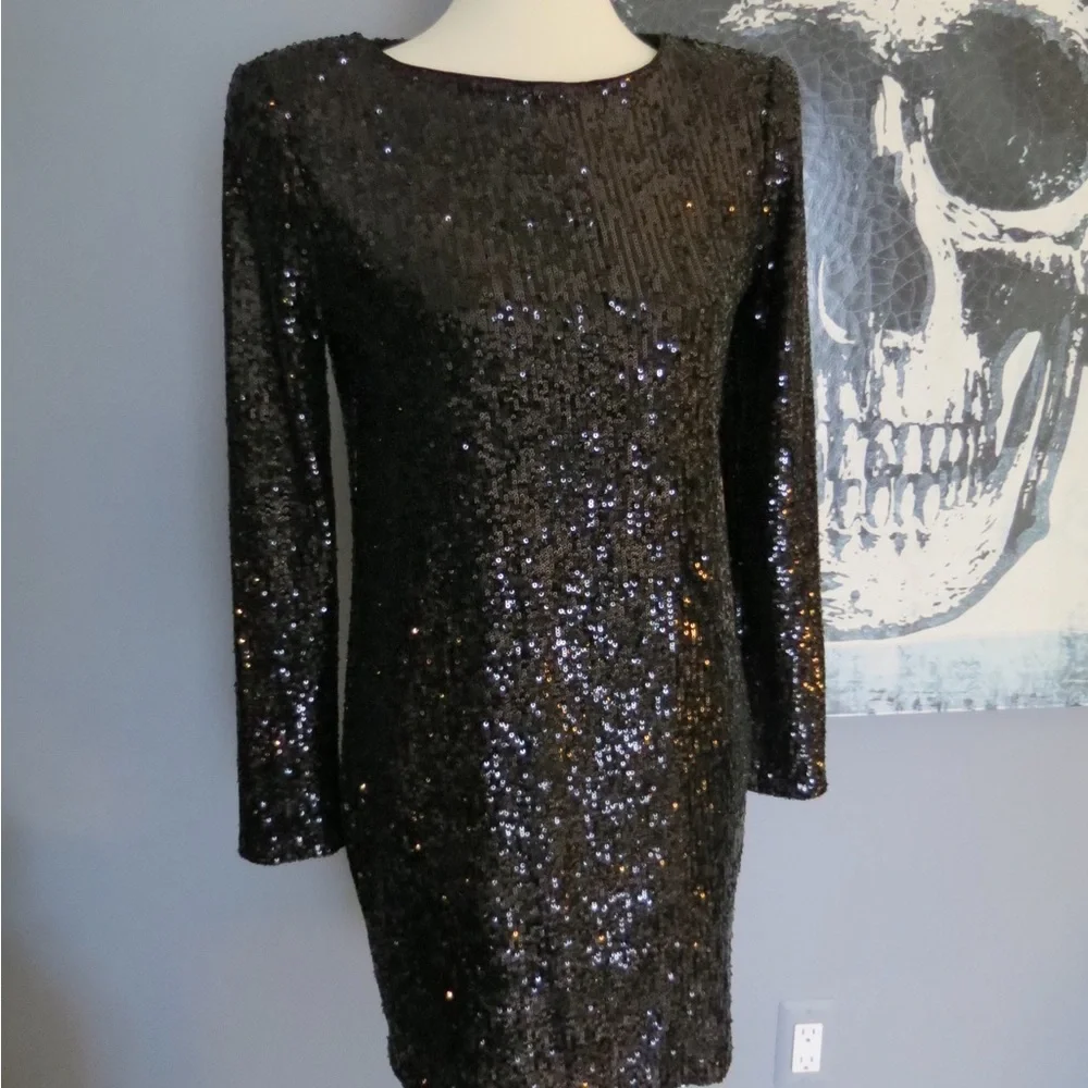 Express Black Sequin Dress - Picture 3 of 6